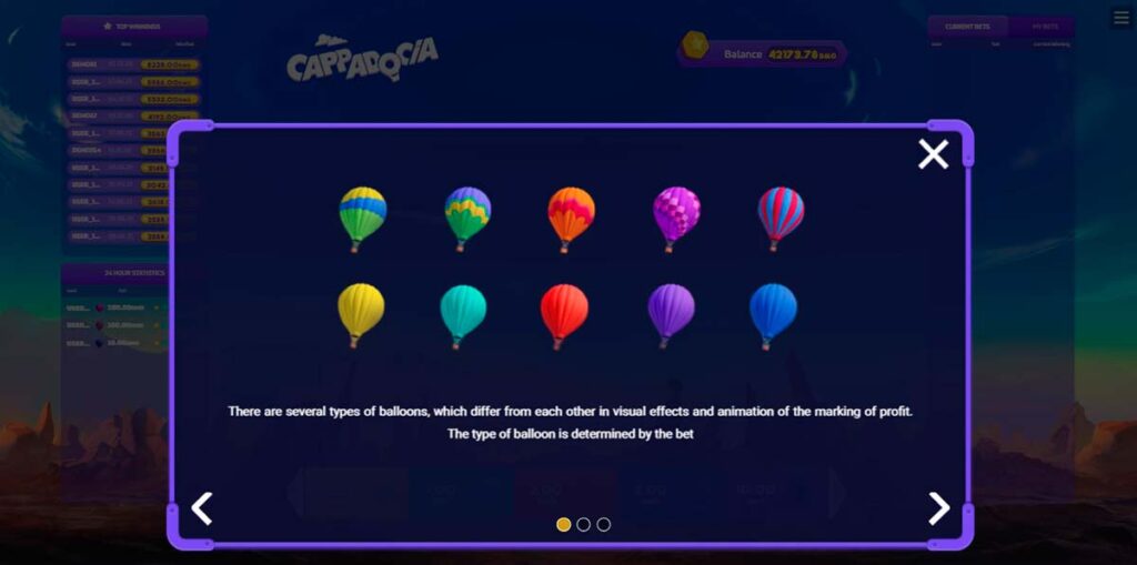 Cappadocia Crash Game Paytable