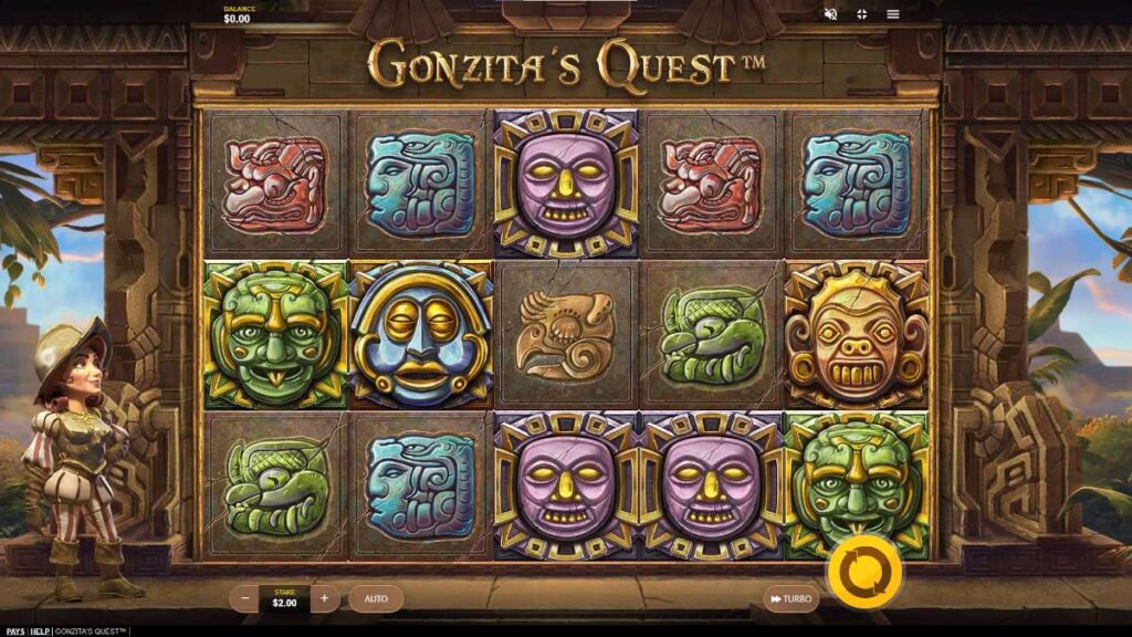 Gonzita's Quest Slot - Game Screen